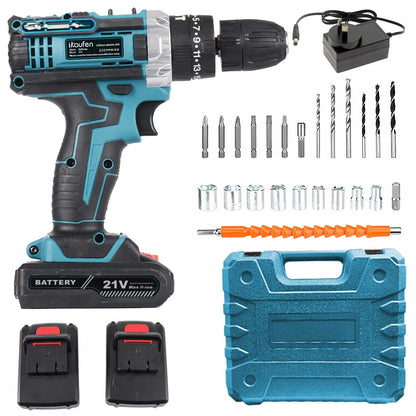 Multifunctional 21V rechargeable impact drill lithium battery cross-border flashlight gun drill