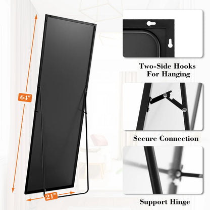 64"x21" Full Body Wall-Mounted Mirror with Stand