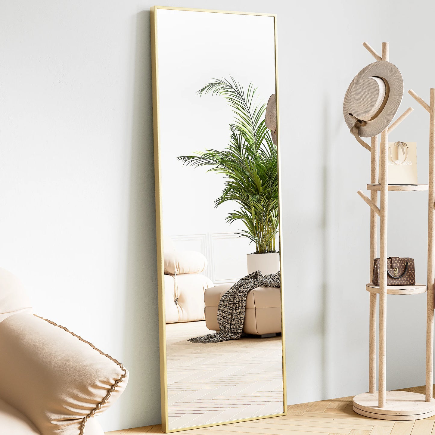 64"x21" Full Body Wall-Mounted Mirror with Stand