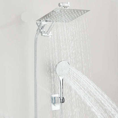 8-12Inch High Pressure Rain Shower Head with Adjustable Extension Arm With 3-way Handheld Shower Spray