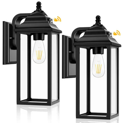 2 Sets Porch Lights Outdoor Wall Lantern Decor for Exterior House Garage Patio Lights-Black