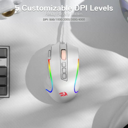 Predator RGB Gaming Mouse 8000 DPI Wired Optical with 11 Programmable Buttons, White