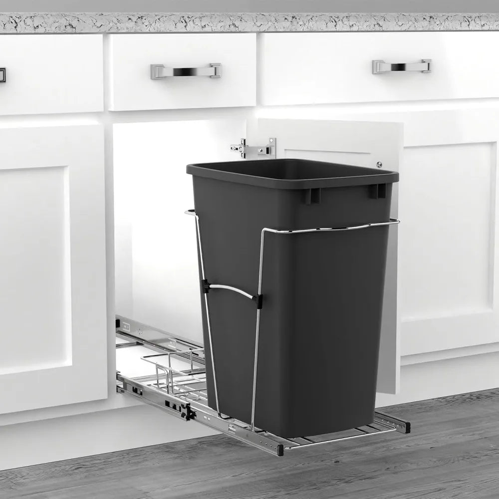 Pullout Trash Can 35 Qt Garbage Recycling Bin Full Extension Slides,