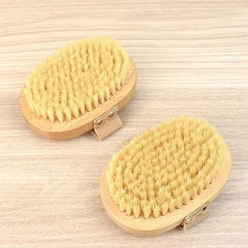 Wooden Body Brush Natural Boar Bristle Organic Dry Skin Exfoliating Bathing Brush