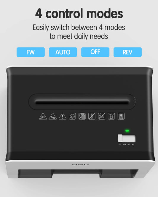Deli 8-Sheet Paper Shredder Home Office Use Shredder, Mini Desktop Crosscut Shredder with 0.7 Gallon Bin Shred Credit Card/Mail