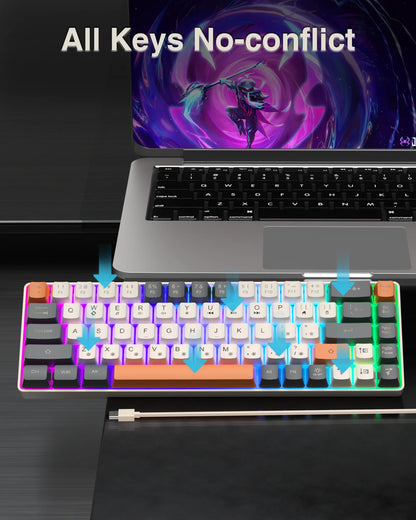Gaming Keyboard 68 keys N- Key Rollover RGB Backlight