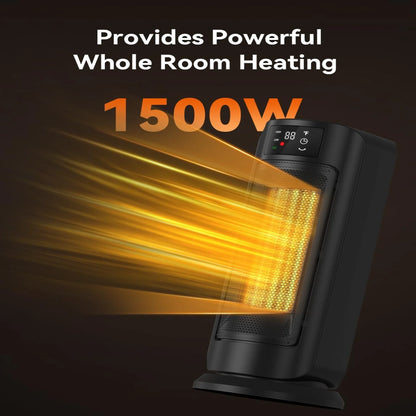 1500W Space Heater, Portable Heater for Indoor Use Office Garage, Ceramic Heating with Remote, Digital Themo