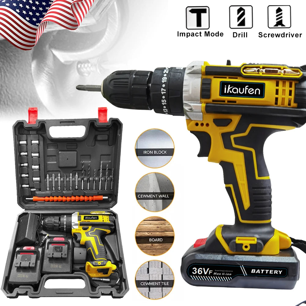 Multifunctional 21V rechargeable impact drill lithium battery cross-border flashlight gun drill