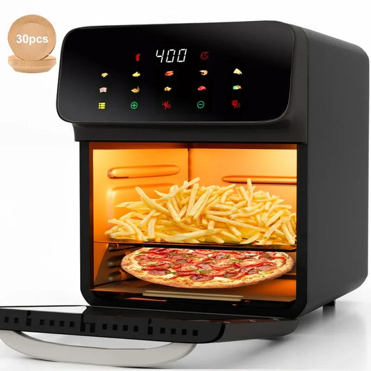 Black Air Fryer 12QT Convection Oven with 10-in-1 Multi Function, Visible Window and Touchscreen,