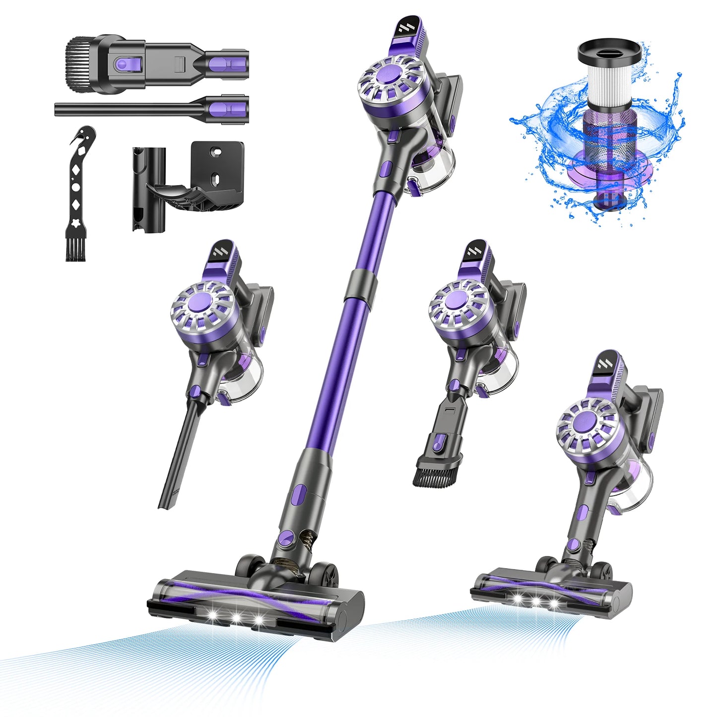 Cordless Stick Wireless Handheld Vacuum Cleaners 6000PA Suction Power For Pet Home 0.9L Dust Cup