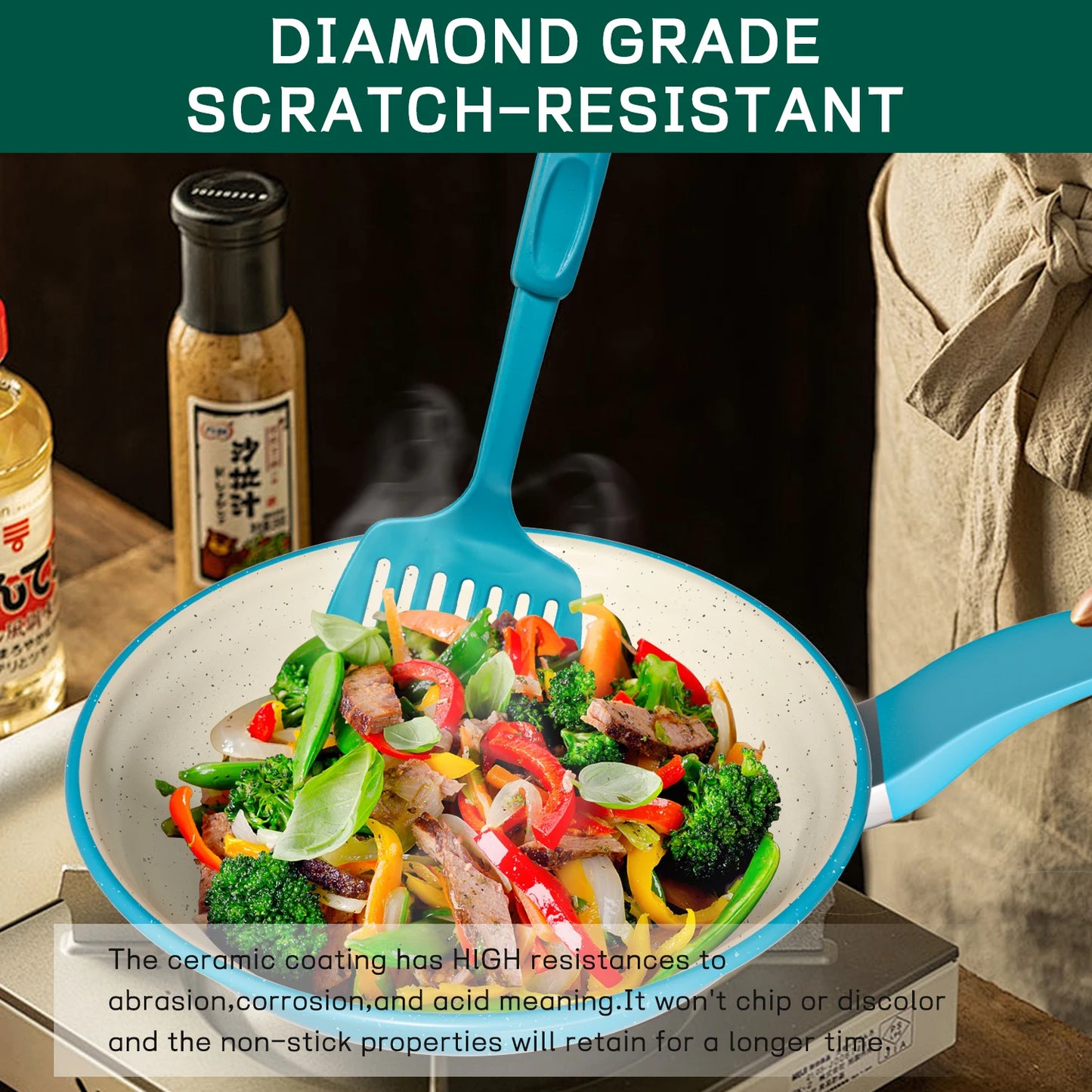 13-Piece Luxury Non-Stick Cookware Set Frying pan, casserole dish, wok, versatile, stylish, durable, outdoor set