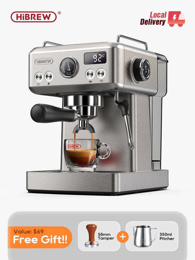 20Bar Semi Automatic Espresso Coffee Machine Temperature Adjustable, 58mm Portafilter Cold/Hot Coffee Maker Metal CaseH10A