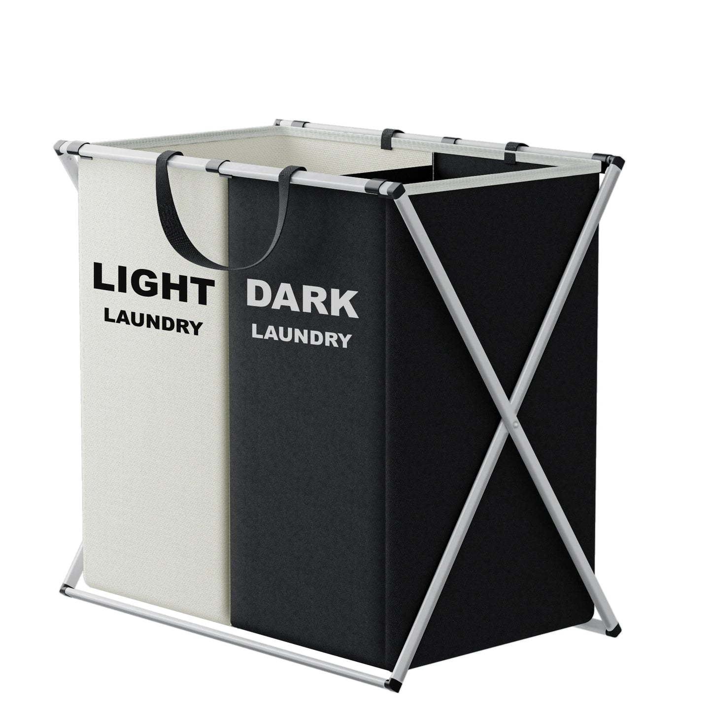 1 PC Large Laundry Hamper 3 Sections Divided Foldable Laundry Basket with Washing Bin Dirty Cloth Storage Bag