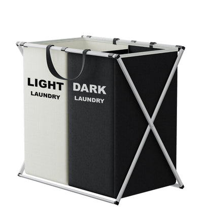 1 PC Large Laundry Hamper 3 Sections Divided Foldable Laundry Basket with Washing Bin Dirty Cloth Storage Bag